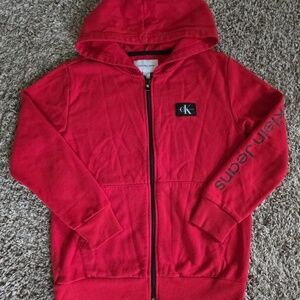 Calvin Klein Jeans Kids Red Zip-Up Hoodie